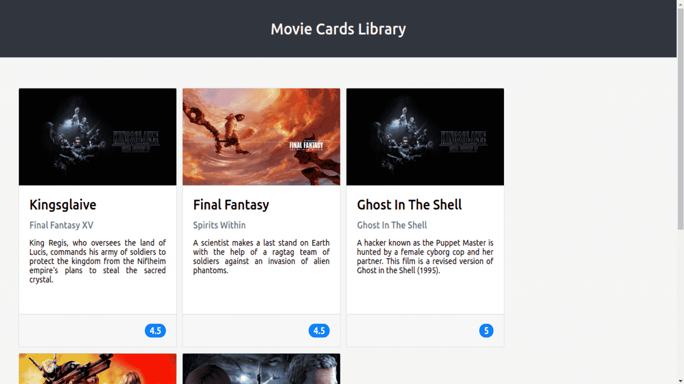 Movie Cards Library preview