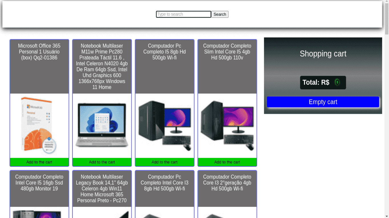 Shopping Cart preview